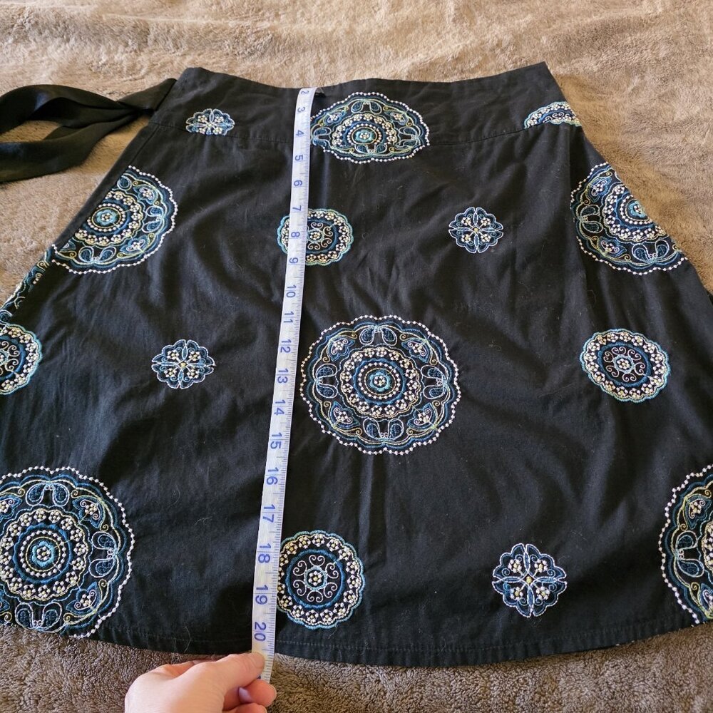 HEART SOUL Embroidered Cotton Wrap Skirt - Boho Medallion Festival Chic 3/S - Picture 10 of 12